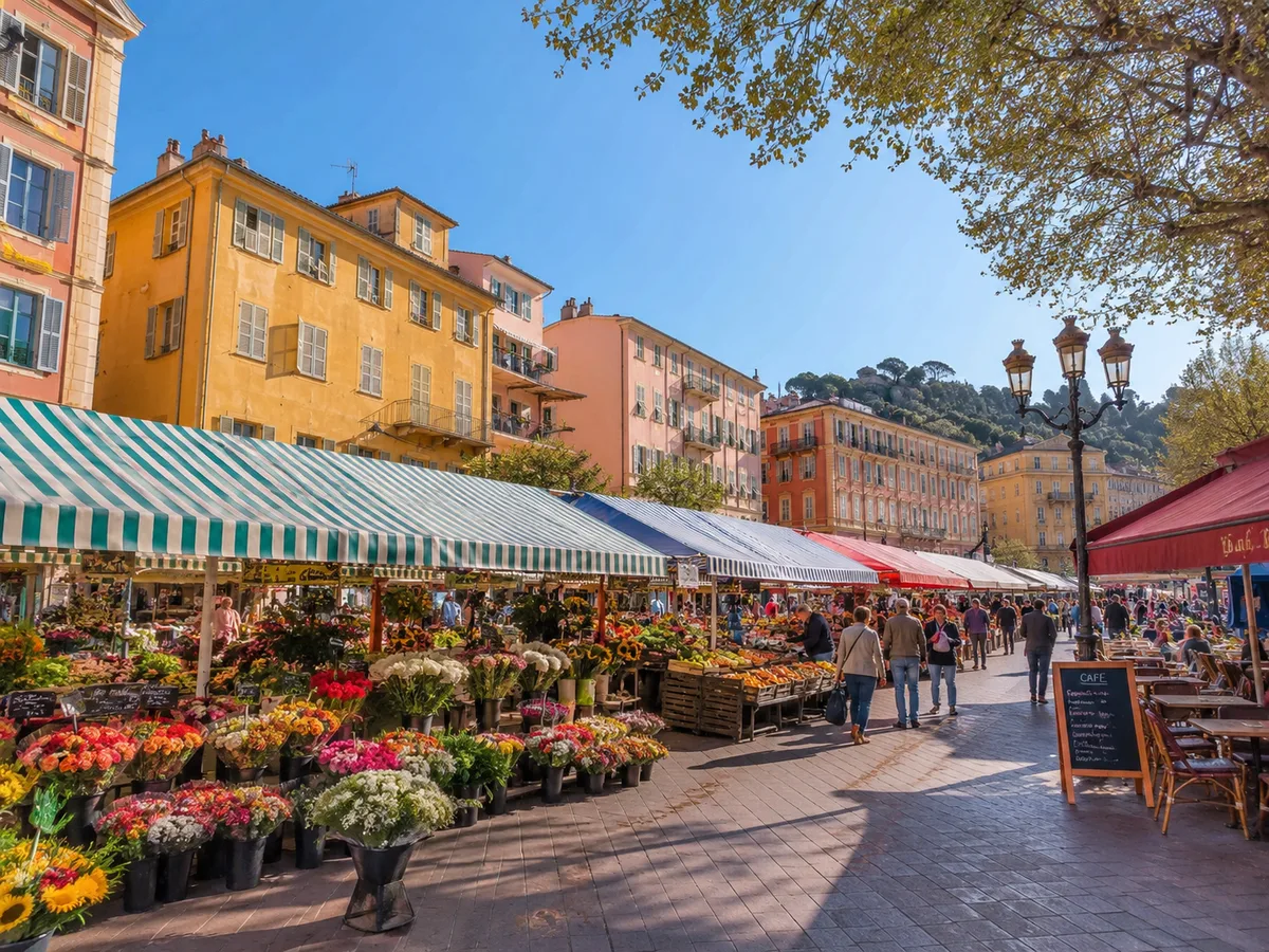 Le Cours Saleya, une place qui vit du matin au soir, à Nice