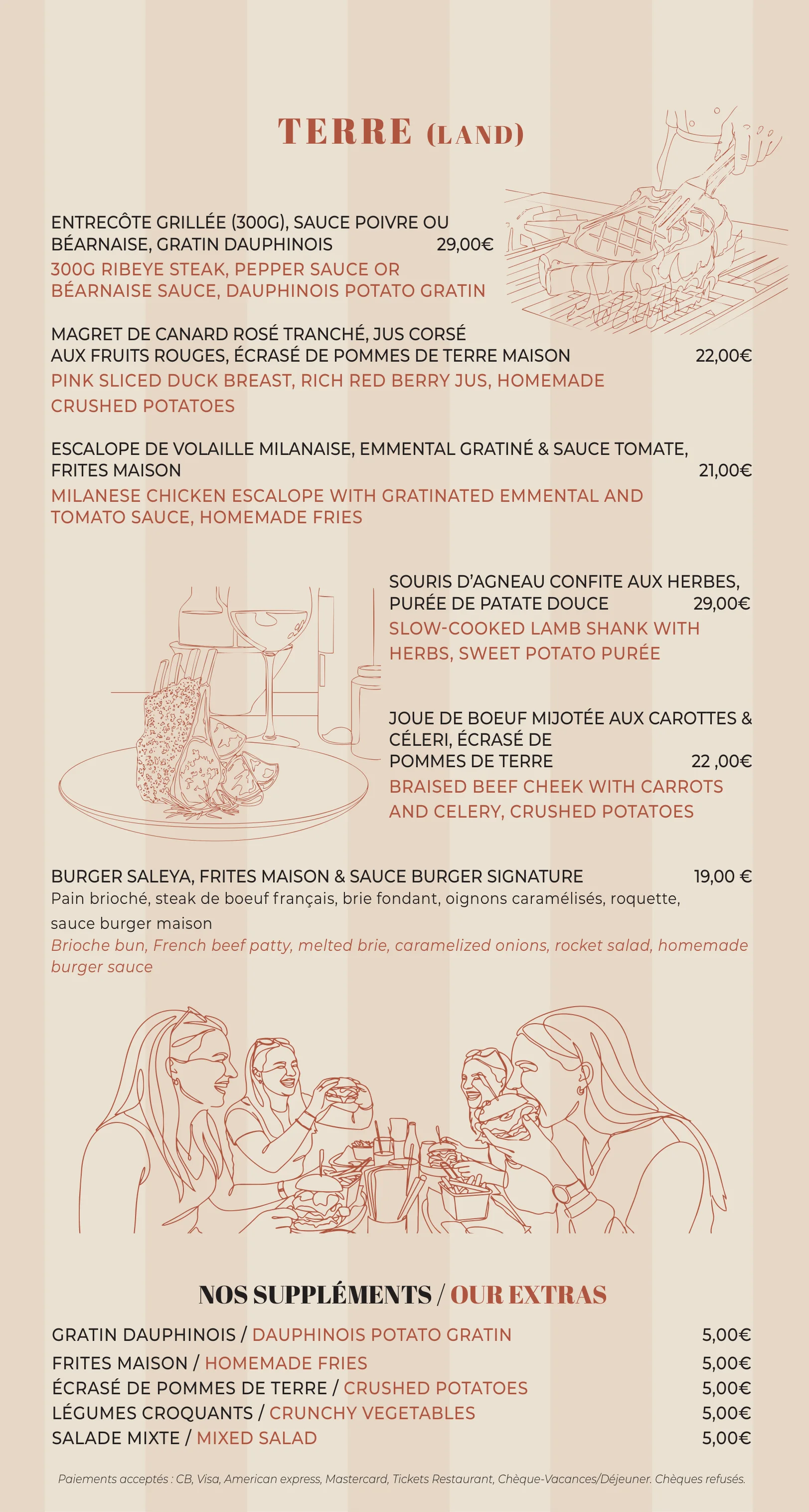 Carte — Terre : viandes du Bistrot de Jennifer